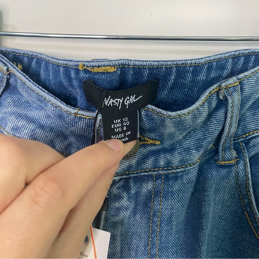 Nasty Gal Light Blue Flare Jeans with Red Star Accents - Picture 4 of 8